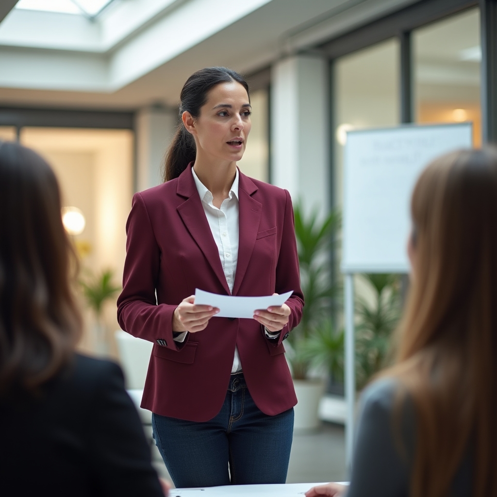 Istruttore che conduce un workshop di comunicazione professionale